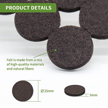 Felt Furniture Pads for Hardwood Floors 96 PCS, 1" Round, Brown - size: 96PCS 1 inch Round Dark Brown