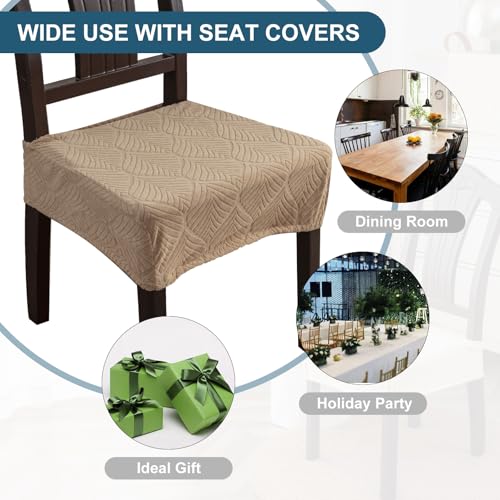 Waterproof Stretch Chair Seat Covers, Set of 6 Khaki - color: Khaki, size: 16-20in-Rear-covered