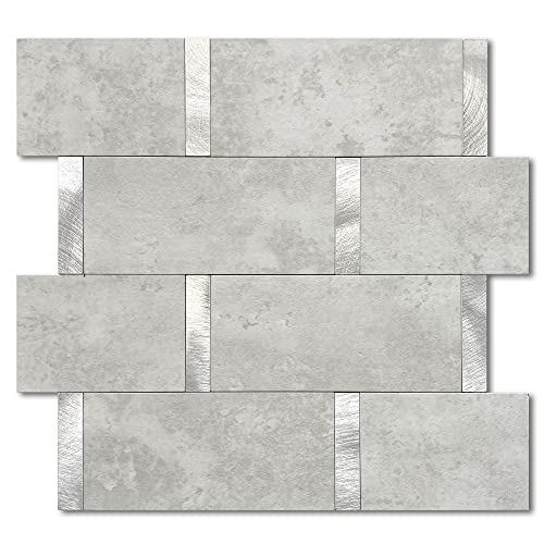 Subway Backsplash Peel and Stick Backsplash Tile Cement Grey 10pcs - color: Cement Grey, size: 10sheets