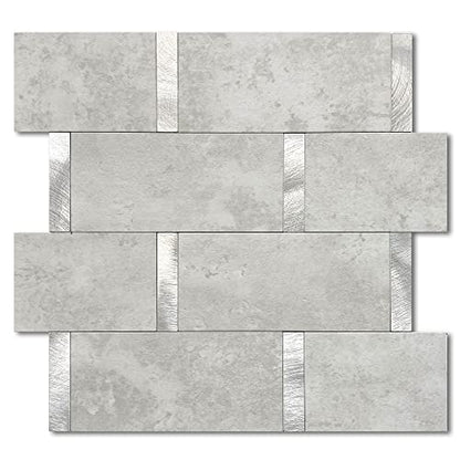 Subway Backsplash Peel and Stick Backsplash Tile Cement Grey 10pcs - color: Cement Grey, size: 10sheets