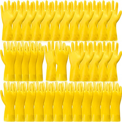 Rubber Reusable Gloves Long Household Dishwashing Gloves Kitchen Cleaning for Dishes Clean Gardening - color: Yellow, size: Large
