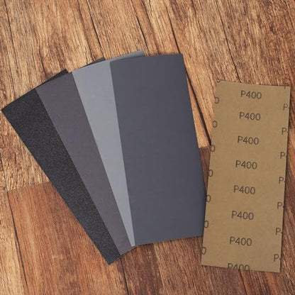 Bates Choice Sandpaper, 48 pcs, 120-5000 Grit, Aluminum Oxide, Wood, Metal, Plastic, 9 x 3.6 inches, Paper Backed