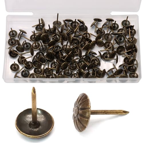 Biaungdo 150 Pcs Bronze Daisy Upholstery Tacks with Box for Furniture - color: Bronze
