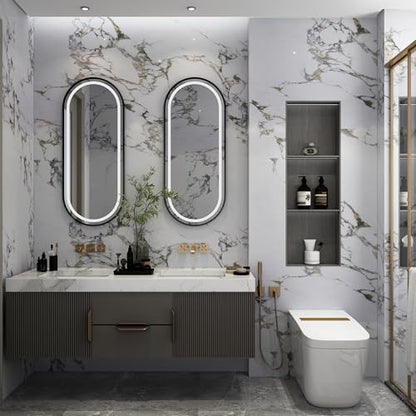 White Glossy Gold Veins Marble Contact Paper peel and stick Countertops Granite kitchen Wallpaper Adhesive 16x591inch Vinyl laminate sheets cabinets sticker Bathroom removable for Walls Wrapping Paper - color: White Gold, size: 16" x 591"