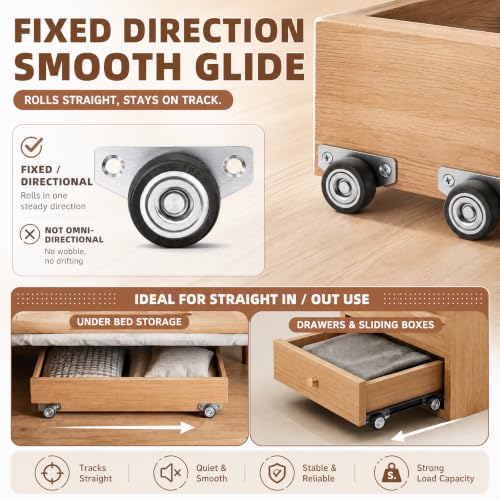 WRINGKIT 20 Pack Small Side Mount Caster Wheels, Silent Smooth Motion