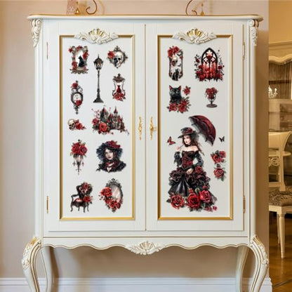 Peacoblue Gothic Rub On Transfers for Furniture Craft 6"x12" - style: Gothic