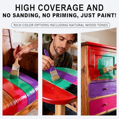 Red Wood Furniture Paint for Tables, Chairs, Cabinets & More - Fast Drying, Water-Based, Low Odor - Renew Indoor/Outdoor Wooden Surfaces with Ease (Red, 17.6 oz / 500 g)