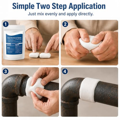 Steel Reinforced Epoxy Putty, Waterproof Heat-Resistant Epoxy Putty Repair Kit, All Purpose Filler Putty AB Epoxy Clay for Metal Wood Ceramic Stone Tile and Plastic