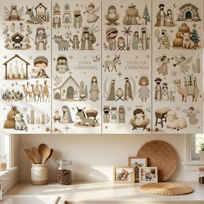 16 Pcs Christmas Nativity Rub on Transfers for Crafts Furniture - color: Nativity
