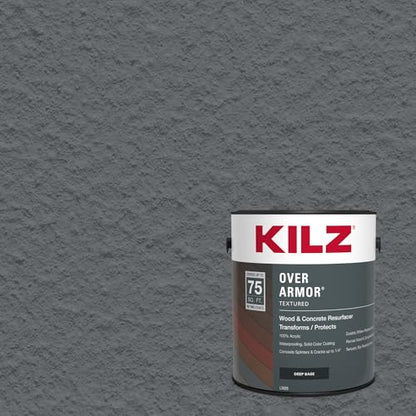 KILZ Over Armor Textured Solid Coating Resurfacer, Gun Metal Gray, 1 Gallon - color: Gun Metal Gray, style: Textured