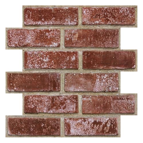 COMSTICKC 3D Faux Brick Wall Panels Peel and Stick, 10 Pcs 11.8" x 11.8" - color: Retro Red