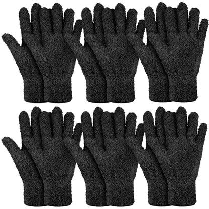 Bencailor 6 Pairs Microfiber Dusting Cleaning Gloves, Medium, Black - color: Black, size: Medium