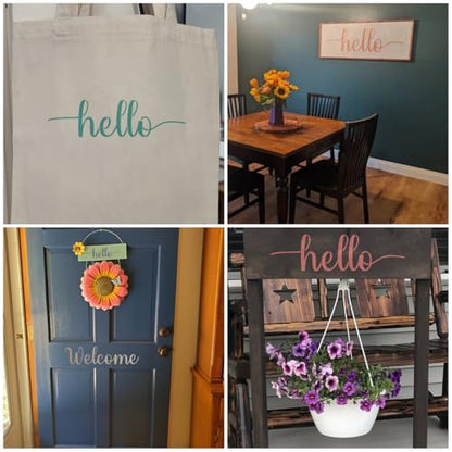 Large Hello Stencils for Painting - 6 Pack Hello Stencil Templates for Painting on Wood, Reusable Letter Stencils for Chalkboard Wood Crafts Signs & Home Front Door Mat Decorations - style: Hello