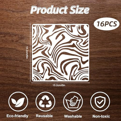 16 Pcs 6x6 Inch Geometric Stencils for Painting,Reusable Abstract Layering Stencils with Texture Bubble Dot Waves Stone Crackle Splatter Patterns for Furniture,Floor,Canvas & DIY Home Decor