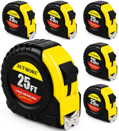 JETMORE 6 Pack Measuring Tape, Retractable Tape Measure with Magnetic Hook - size: 6-Pack Yellow