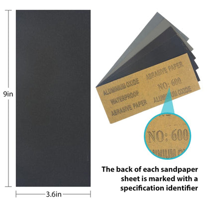24 PCS Sand Paper, Wet Dry Sand Paper Variety Pack Sandpaper 12 Grits Assorted for Wood Metal Sanding, 120/150/180/240/320/400/600/800/1000/1500/2500/3000 Grit