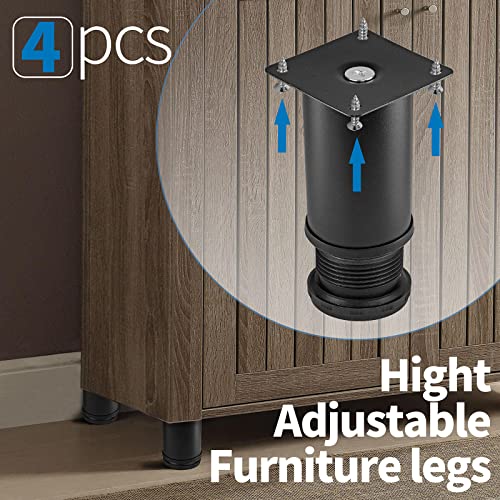 Stainless Steel Adjustable Furniture Legs 4 Inch - Black - 4pcs - color: Black, size: 4"