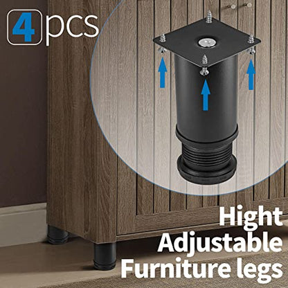 Stainless Steel Adjustable Furniture Legs 4 Inch - Black - 4pcs - color: Black, size: 4"