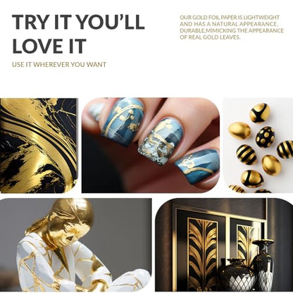 100PCS Gold Leaf Sheets for Gilding Painting DIY Craft Non Fading Non Oxidising 6.1x5.3in - color: 100PCS Gold Leaf