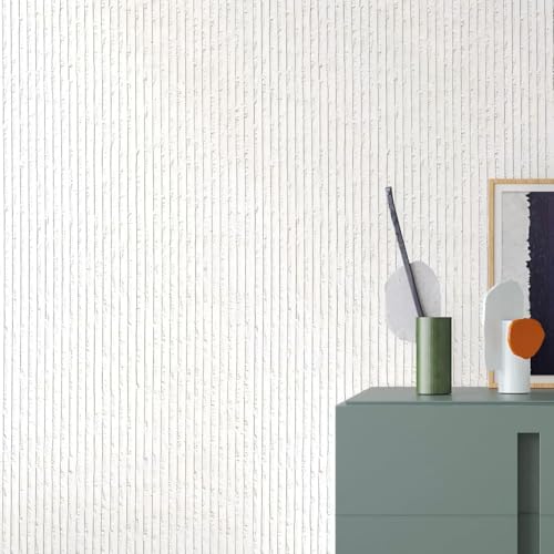 3D Faux Stone Peel and Stick Roll-15.7"x110"Thick PVC Foam Wall Paneling,DIY Self Adhesive Removable Waterproof&Sound Dampening for Cement Texture Accent Wallpaper for Living Room,Bedroom(Off-White) - color: Off-White