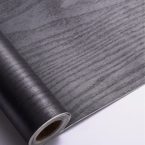 Arthome Peel and Stick Wallpaper - Black Wood Contact - Black Wallpaper - Self-Adhesive & Removable Wall Paper for Countertop Furniture Kitchen, Countertop Contact Paper, Easy to Clean, (23.6"x200") - color: Black Wood, size: 23.6" x 200"