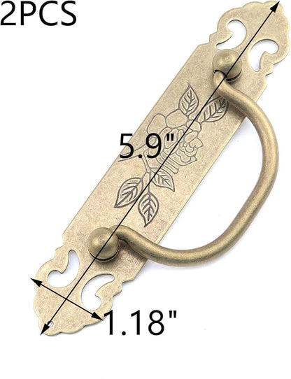 4PCS Antique Flat Bronze Cabinet Pulls Brass Decorative Handles with Engraved Pattern 3" Hole to Hole for Retro Style Furniture - style: Style B-4 Pcs