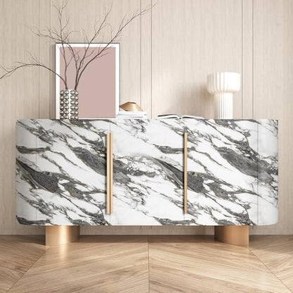 VEELIKE Wide Black and White Gold Marble Contact Paper for Countertops Waterproof Peel and Stick Thick Calacatta Marble Wallpaper 32''x118'' Self Adhesive Countertop Vinyl Wrap for Kitchen Bathroom - size: 32" x 118"