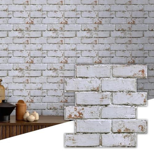 Commomy Faux Brick 3D Peel and Stick Warm White - 10 Pcs 11.8" x 11.8" - color: Brick-HGC