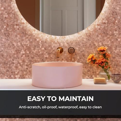 STICKGOO Mosaic Peel and Stick Backsplash Tiles, 8 Sheets, Rose Gold - color: Rose Gold