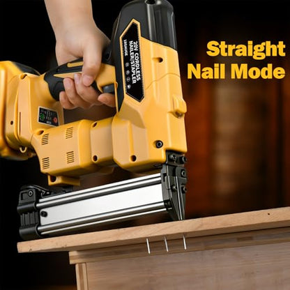 2-in-1 Cordless Brad Nailer & 1/4 Narrow Crown Stapler for DeWalt 20V Battery, 18GA Electric Nail Gun with 1000 Nails/Staples for Woodworking, DIY, and Home Renovation (Not Battery)