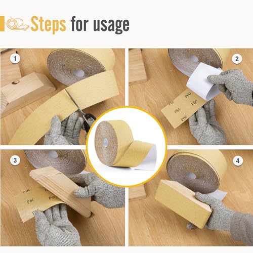 60 Grit Sandpaper Roll 20 Yard x 2-3/4” Wide PSA Longboard Sandpaper with Adhesive Backing Sand Paper for Woodworking,Automotive,Sanding Blocks - style: 60Grit