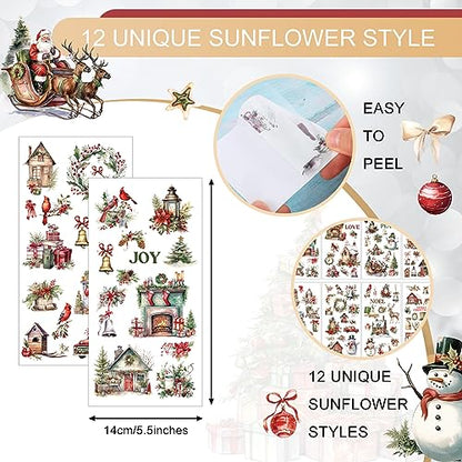 Lincia 10 Sheets Christmas Rub on Transfers for Crafts, Cute Holiday - style: Cute Holiday