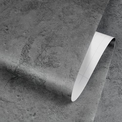 ReWallpaper Textured Cement Wallpaper Peel and Stick Dark Grey Concrete Wall Paper Self Adhesive Cement Vinyl Wall Covering for Accent Walls Kitchen Backsplash Countertop Bathroom Office 15.8in x 23ft - color: Gray Concrete, size: 15.8in x 23ft