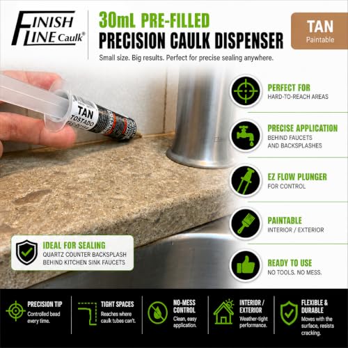 30mL Pre-Filled Precision Caulk Applicator Tan, 1-Pack - color: Tan