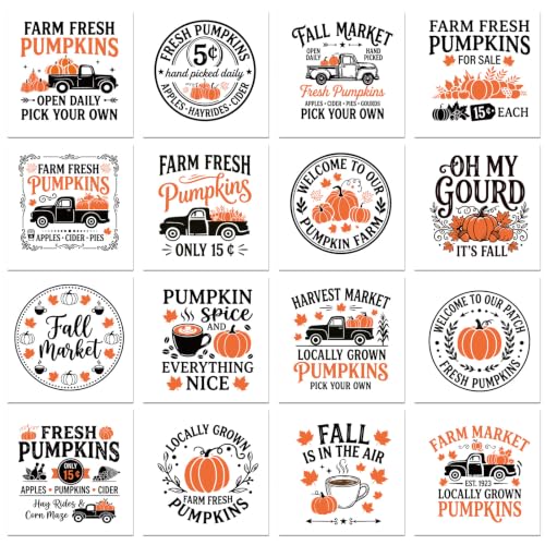 Fall Rub on Transfers for Crafts Vintage Slogans Pumpkin Transfer Stickers - style: Vintage Slogans