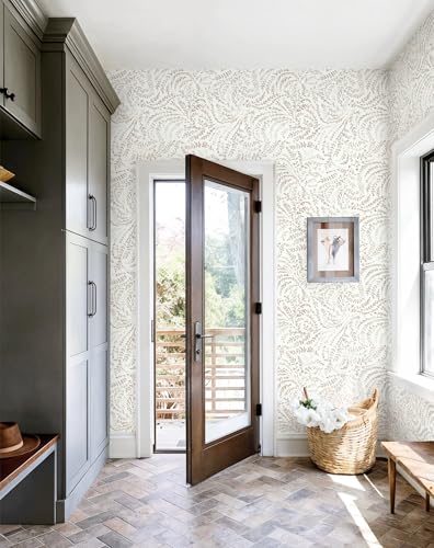 Heroad Peel and Stick Wallpaper Modern Boho Contact Paper Neutral Beige Wall Paper Removable Waterproof Self Stick Renter Friendly Wallpaper for Bedroom Living Room Bathroom Kitchen Vinyl 17.3”x393” - color: Light Brown, size: 17.3" x 393"