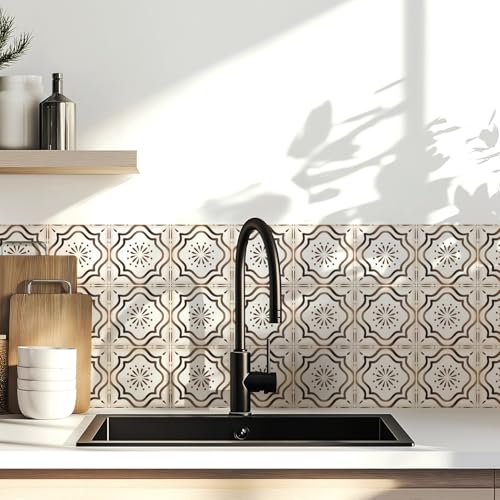 Brown Moroccan Vinyl Wall Stickers, 30 Pack 4x4 in, Peel & Stick - color: Brown
