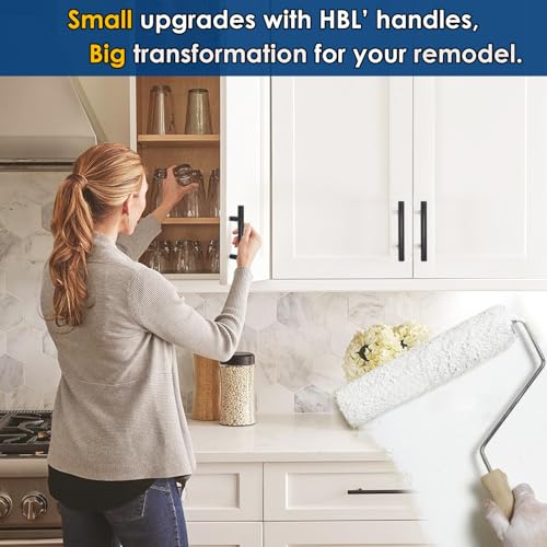 HBL' 30 Pack | 3 Inch Center to Center Matte Black Cabinet Pulls Kitchen Cabinet Handles,Made of Stainless Steel,Ideal for Cabinet,Drawer,Cupboard and Wardrobe. - color: Black, size: 5-Inch Length (3-Inch Hole Center)