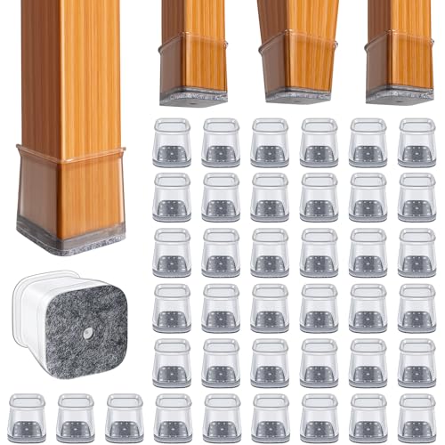 BUMACO 40 Pcs Chair Leg Floor Protectors for Hardwood Floors Anti-Scratch - color: Clear-40 Pcs, size: Square L