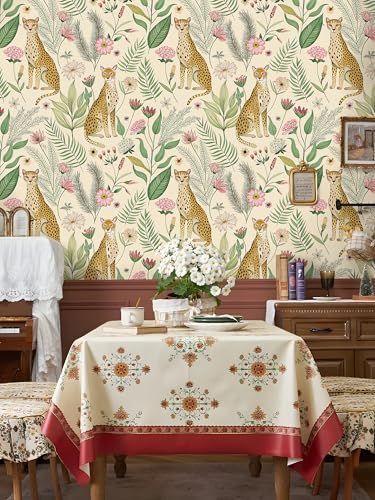 Floralplus Peel and Stick Wallpaper Leopard Removable Wallpaper - color: Beige, size: 17.5" x 118"