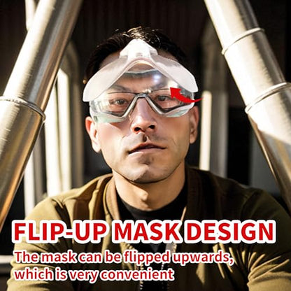 Grinding Face Shield with Goggles, Anti-Fog and Scratch-Resistant Coating - style: Goggles + Shield