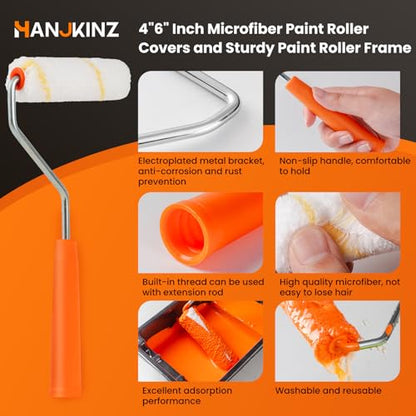 Microfiber Paint Roller, 4 Inch and 6 Inch, 40 Pack - size: 4 Inch & 6 Inch,40 Pack
