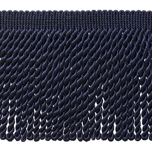 6" (15cm) Basic Solid Collection Traditional Satiny Bullion Fringe Trim (Style# BFS6), Dark Navy Blue #J3 (Dark Blue) Sold By The Yard (36"/3 ft/0.9m) - color: Dark Navy Blue #J3 (Dark Blue), size: Sold By The Yard (36"/3 ft/0.9m)
