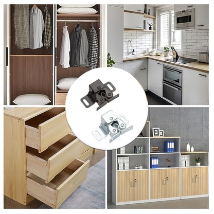 6 Pack Cabinet Latch - Double Roller Catch Hardware for Cupboard Closet Kitchen Cabinet Door Latches and RV Cabinet, Silver - color: Silver