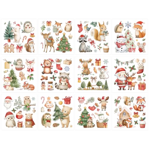 Christmas Rub on Transfers for Ctrafts Furniture, 12 Pcs Transfer Decals - style: Cute Animal