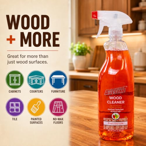La's Totally Awesome Wood Cleaner Spray for Wood Furniture, Tables, Cabinets, Shelves & More, Everyday Wood Surface Cleaner, 32 Fl Oz, Pack of 3 - size: 32 Fl Oz (Pack of 3)