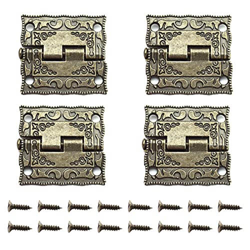 Antique Bronze Decorative Hinges Pattern Carved Design - color: 26 x 23 mm