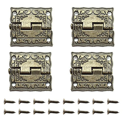 Antique Bronze Decorative Hinges Pattern Carved Design - color: 26 x 23 mm