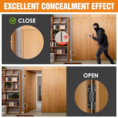 9.7" Hidden Door Hinge/Concealed Hinges,Invisible Hinges - color: Black, size: 9.7 inches