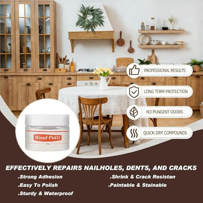 Kenbry Wood Putty 80g, White Wood Filler for Cracks Holes & Furniture - color: 80g White Wood Putty